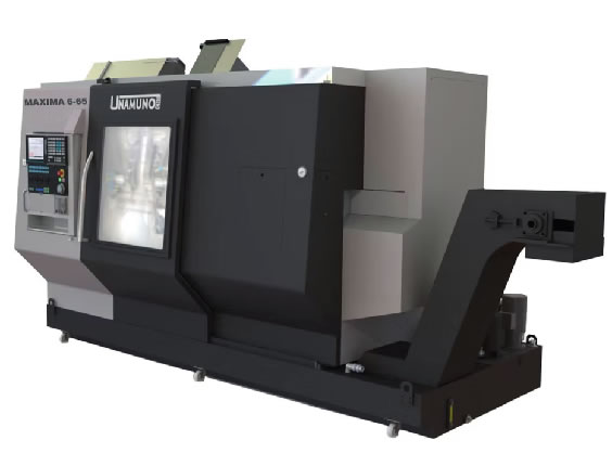 La Máquina Herramienta UNAMUNO MAXIMA 6 cuenta con un único carro superior con peines de herramientas de tres ejes y un carro inferior de sistema torreta de dos ejes