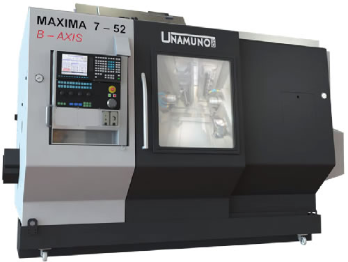 El carro superior de la UNAMUNO MAXIMA 7B integra un eje B (eje de rotación alrededor del eje Y) que permite que la herramienta de corte se incline y rote