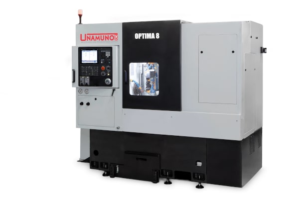 El Torno CNC UNAMUNO OPTIMA 8 integra un subcabezal con dos ejes (X-2, Z-2) ha sido diseñado para logar ciclos de fabricación industrial de piezas más rápidos del sector del mecanizado CNC