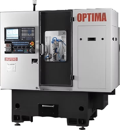 El Torno CNC OPTIMA 4 cuenta con un subcabezal, con desplazamiento Z-2, que opera todas las superficies de la pieza mediante el peine de herramientas trasero